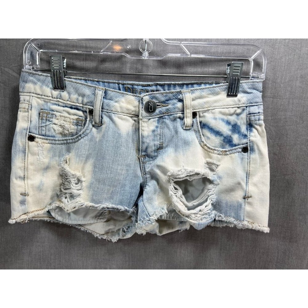 Decree‎ Shorts Womens 1 Blue Faded Distressed Button Zip Pocketed Belted Ladies